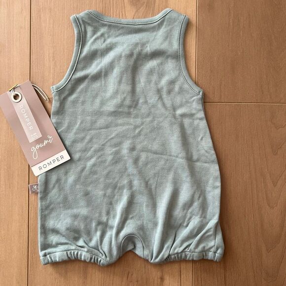 NWT Goumi Kids Sea Glass Romper SZ 0-3 mo Baby Blue One Piece Bamboo Organic - Picture 3 of 3